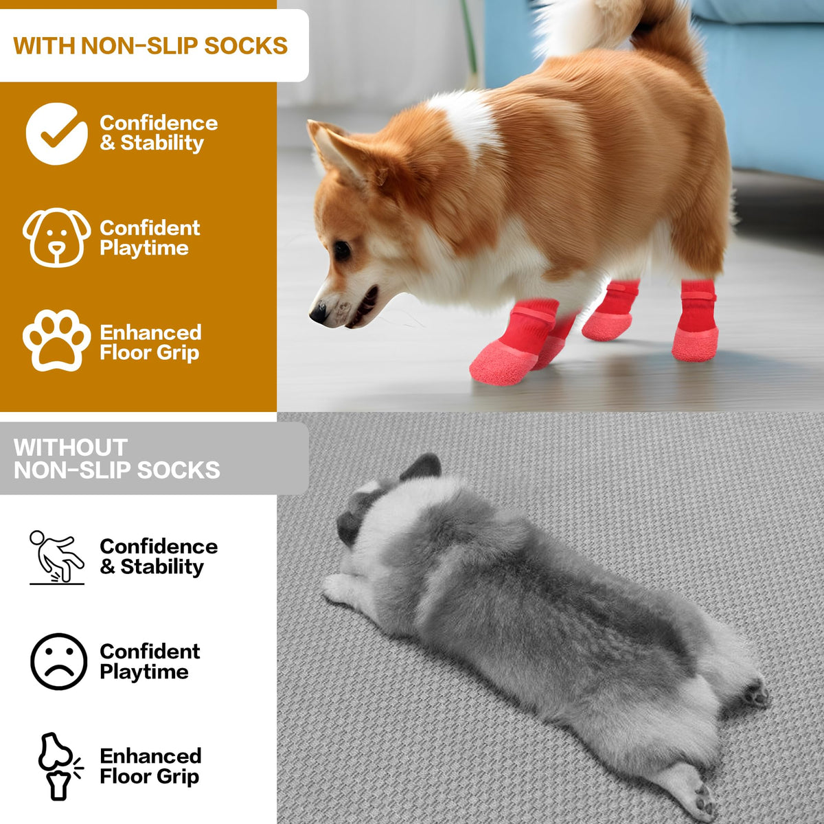 Anti Slip Dog Socks For Hardwood Floors Dog Boots & Paw Protectors Booties -4Pcs