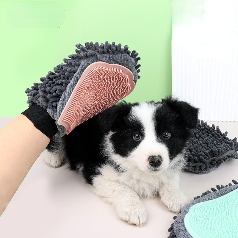 Pet Bathing Brush 2-in-1 Grooming Glove For Brushing, Massaging, And Drying Pet