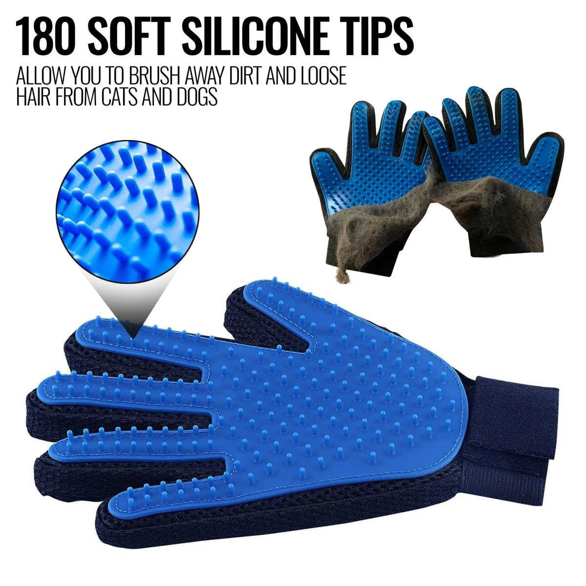 Pet Grooming Gloves Dog Brush Mitts DE shedding, Hair Removal
