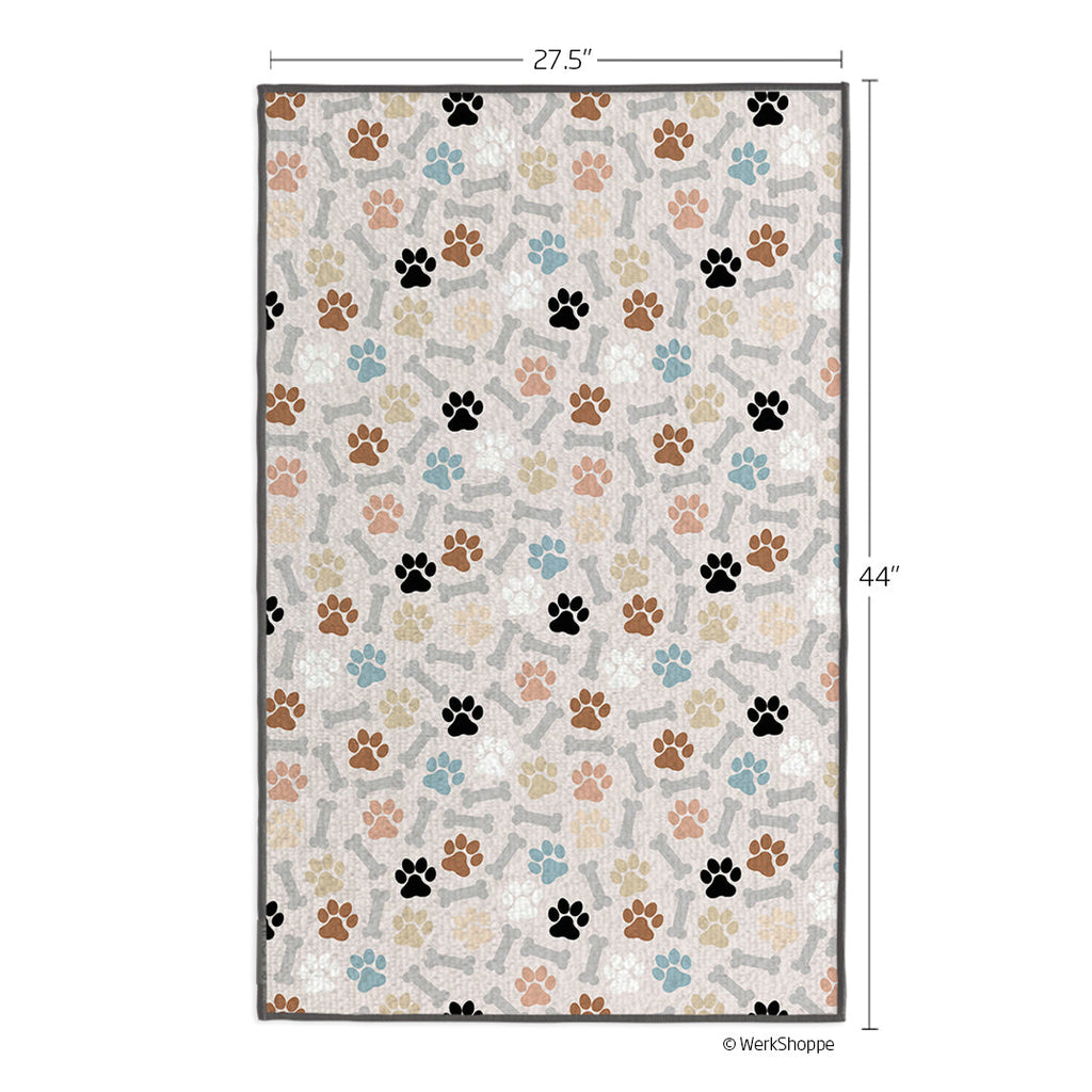 Neutral Dog Paws & Bone Pet Drying Towel