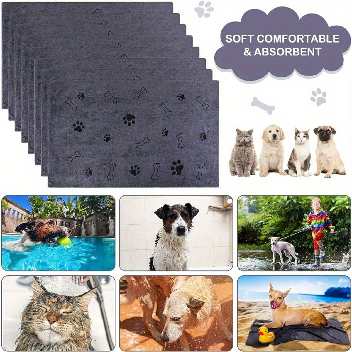 Pet bath towel quick drying and absorbent for dogs