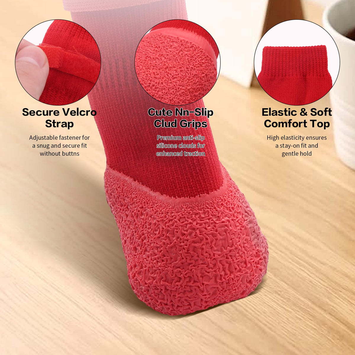 Anti Slip Dog Socks For Hardwood Floors Dog Boots & Paw Protectors Booties -4Pcs
