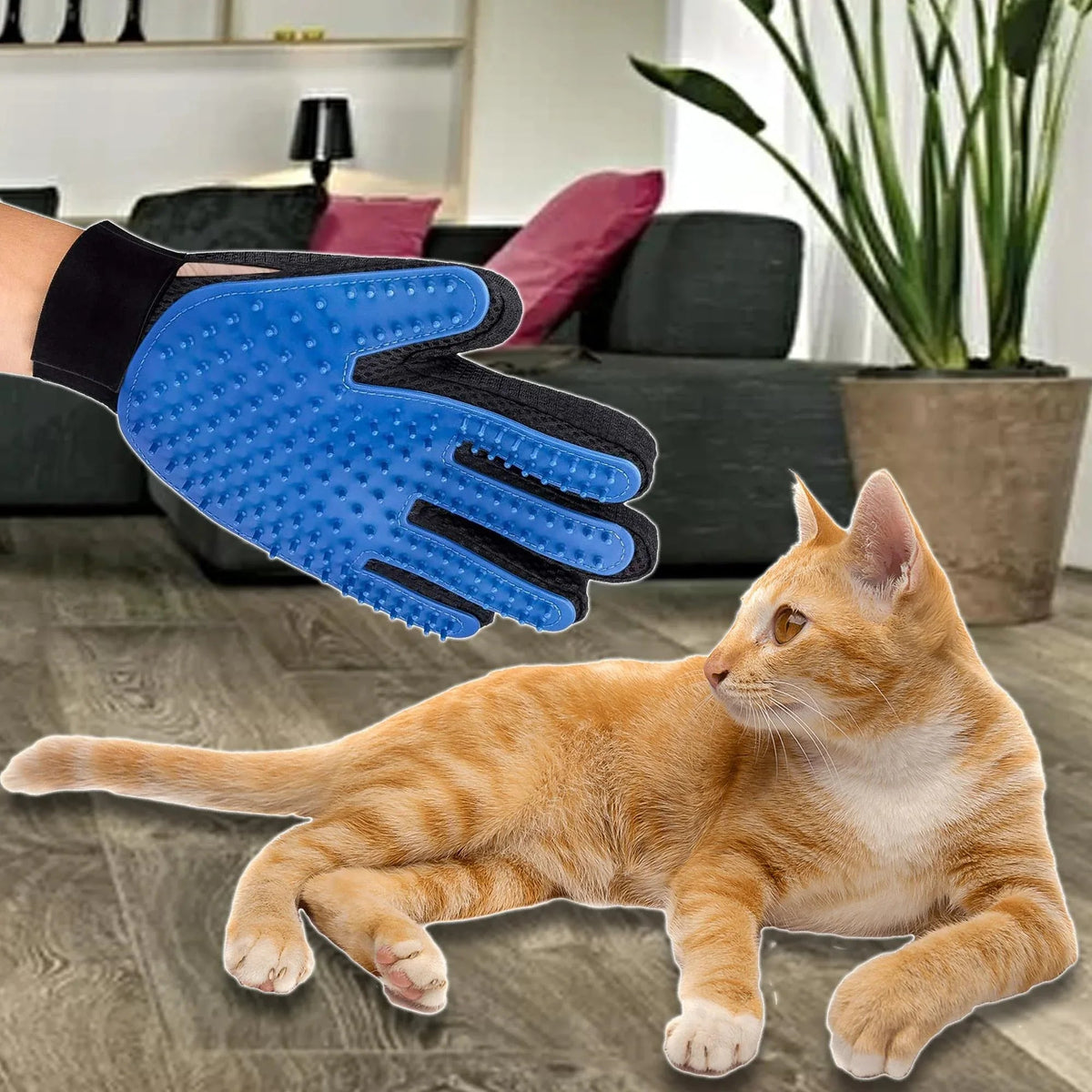 Pet Grooming Gloves Dog Brush Mitts DE shedding, Hair Removal