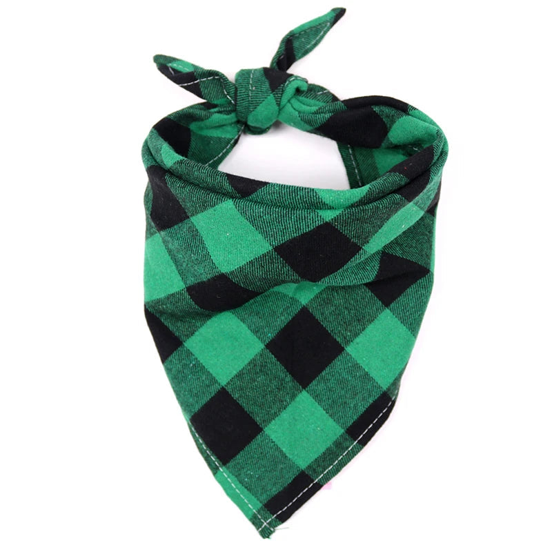 Dog Bandanas Large Pet Scarf Cotton Plaid Washable