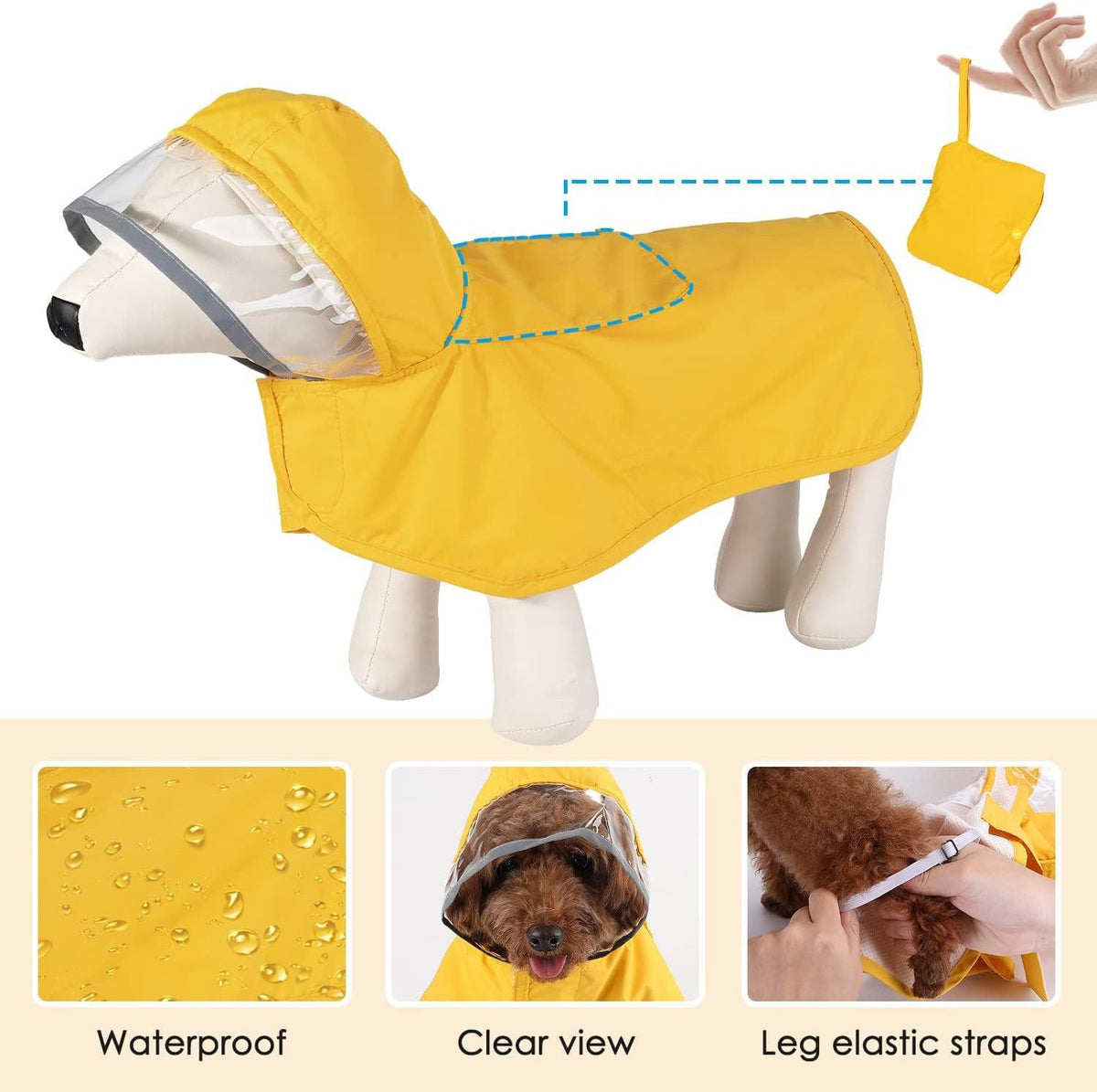 Dog Raincoat Waterproof Soft Breathable Dog Rain Jacket For Small Dog