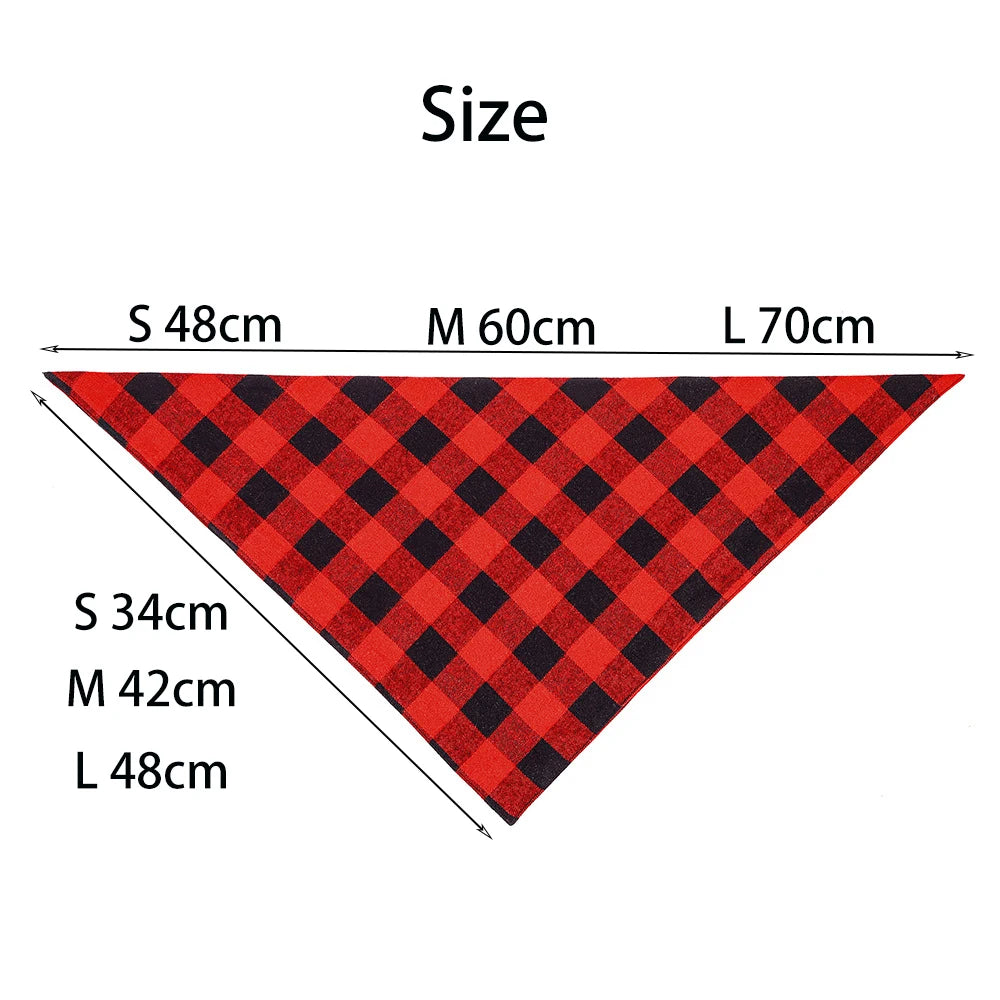 Dog Bandanas Large Pet Scarf Cotton Plaid Washable