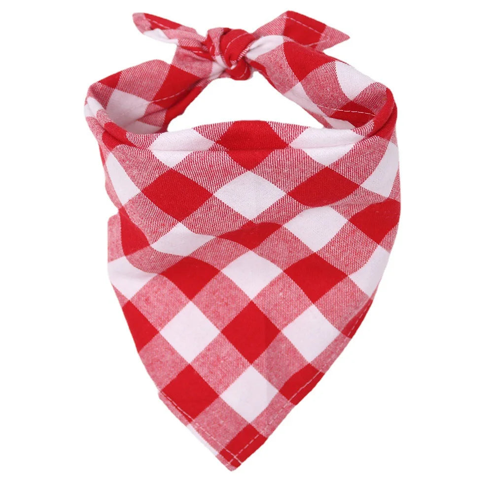 Dog Bandanas Large Pet Scarf Cotton Plaid Washable