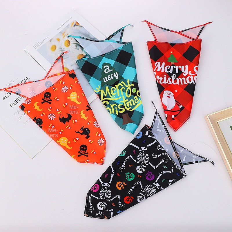 Pet Bandana for Dogs- Thanksgiving, Christmas, Halloween Pet Triangle Scarf Bib