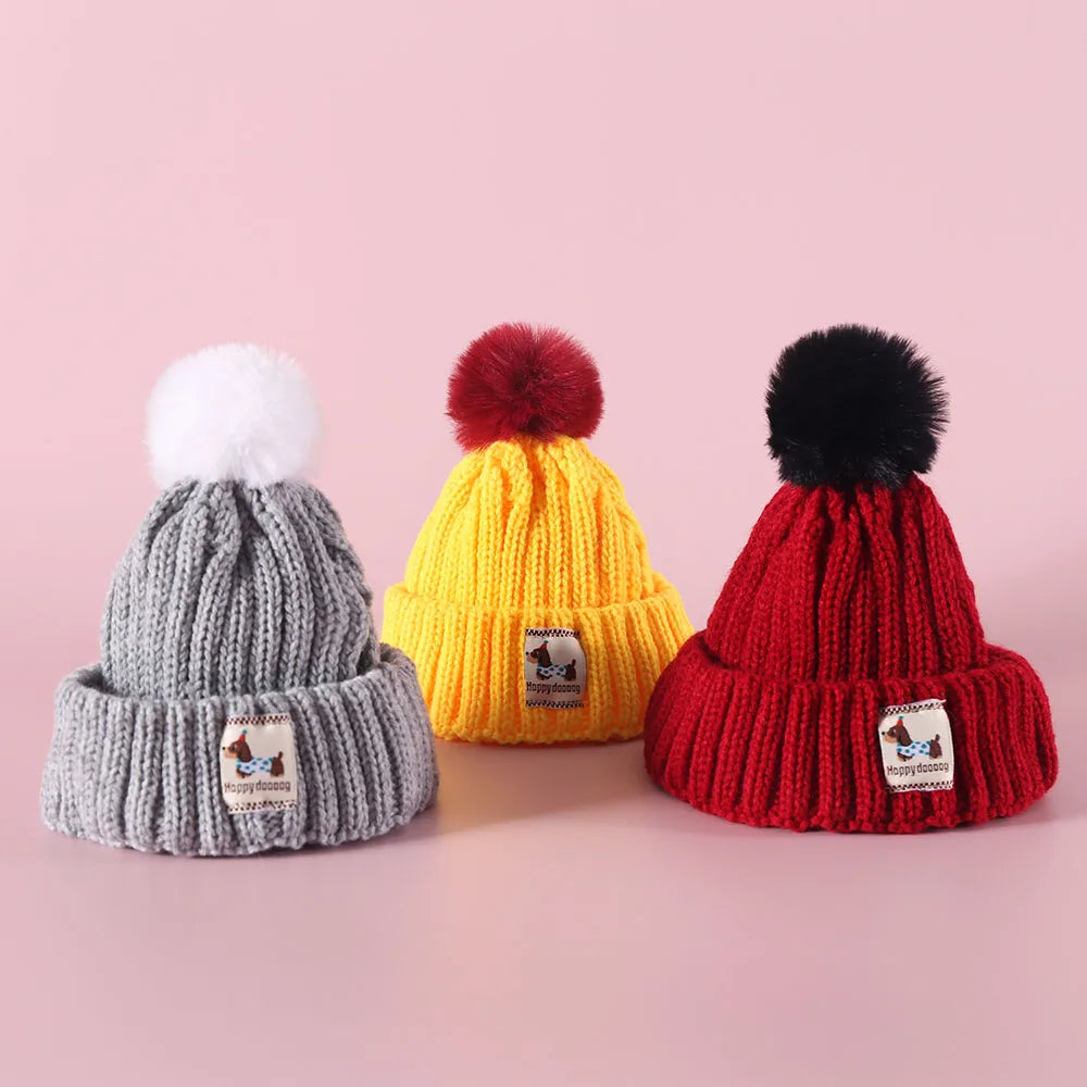 Winter Pet Dog Knitted Hat with Ear Holes