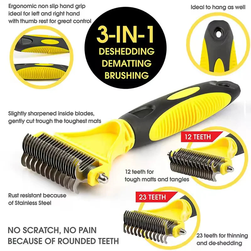 Pet Comb and Grooming Brush Two-Side Hair Brush Undercoat Rake Comb for Dogs