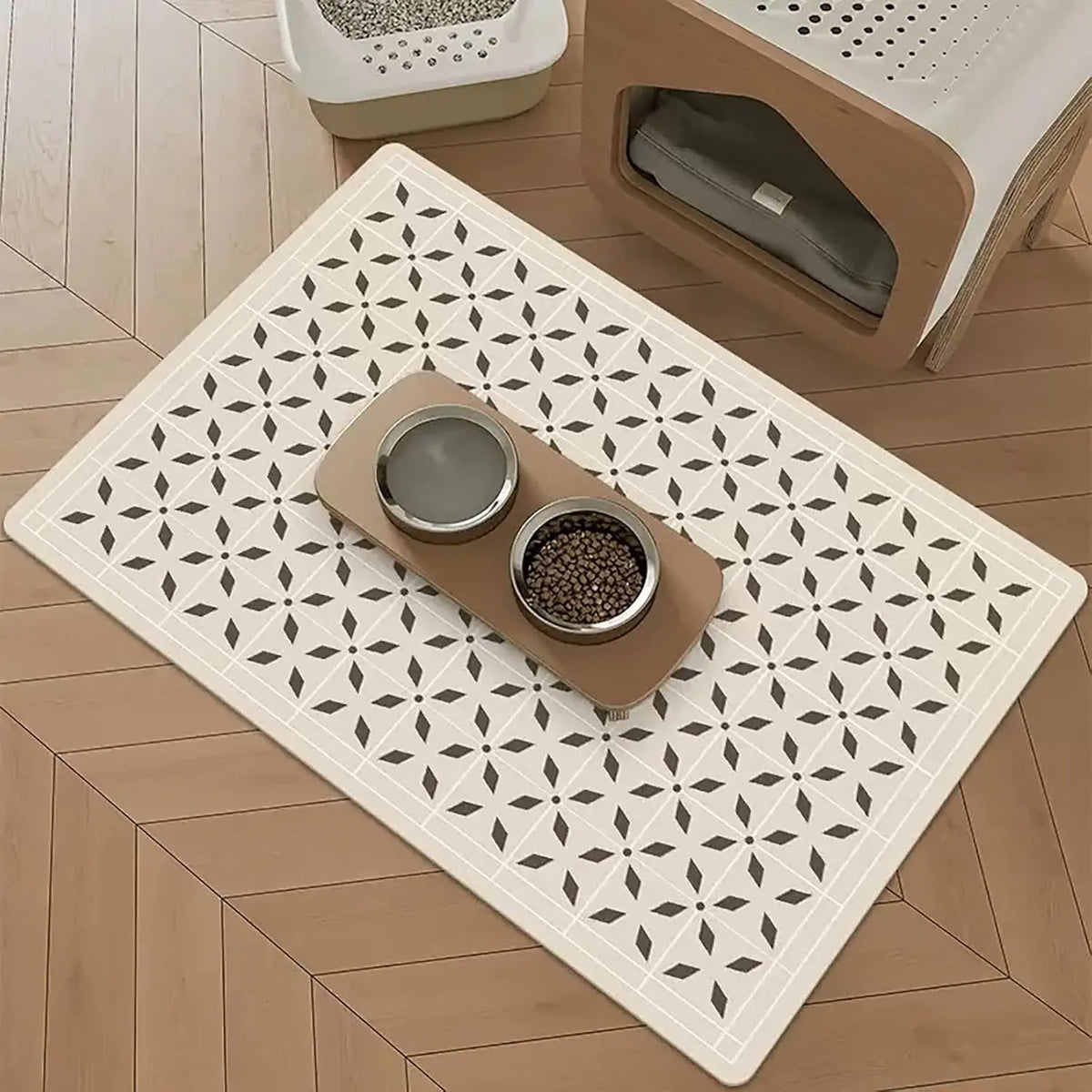 VIKAMA Black And White Simple Pet Mat