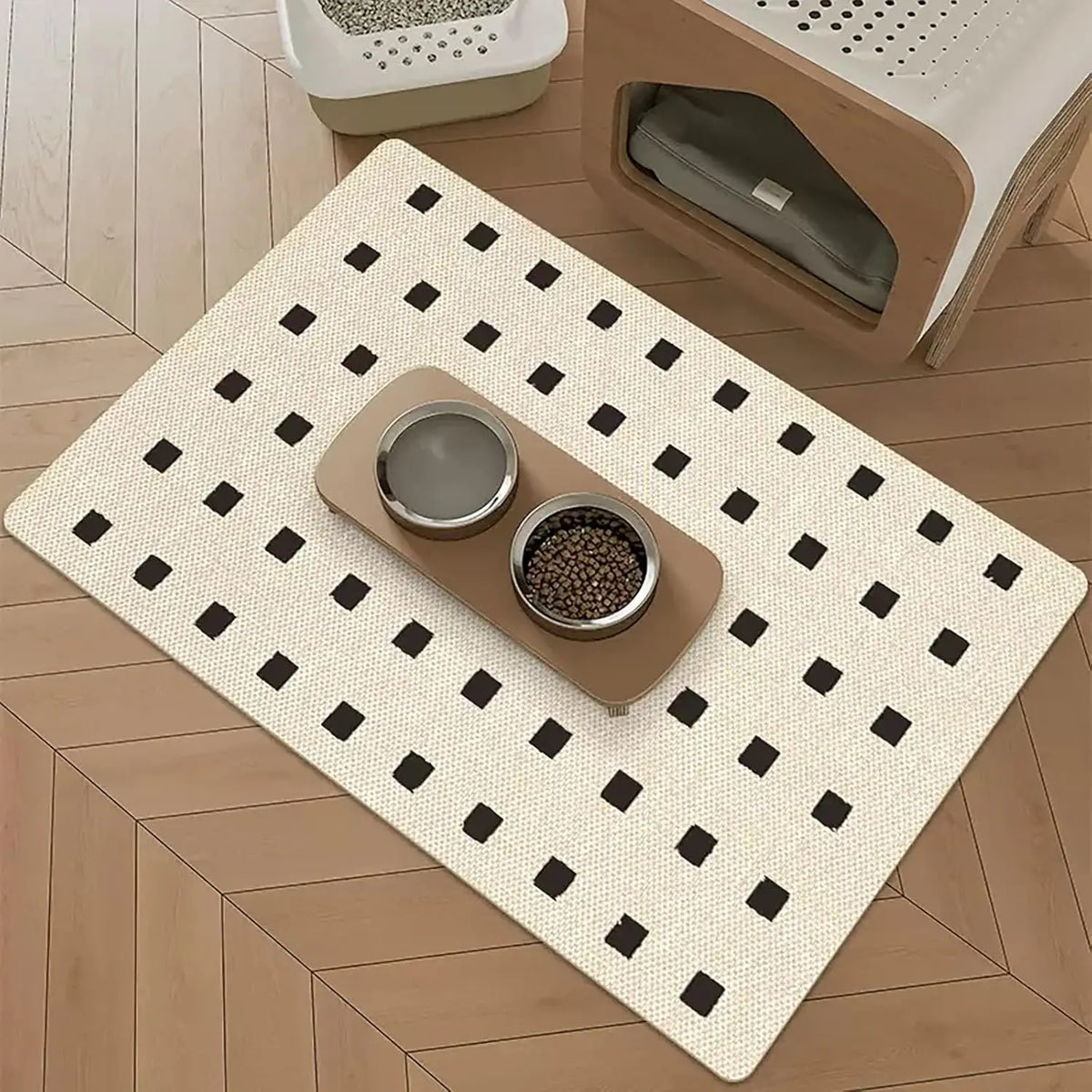 VIKAMA Black And White Simple Pet Mat