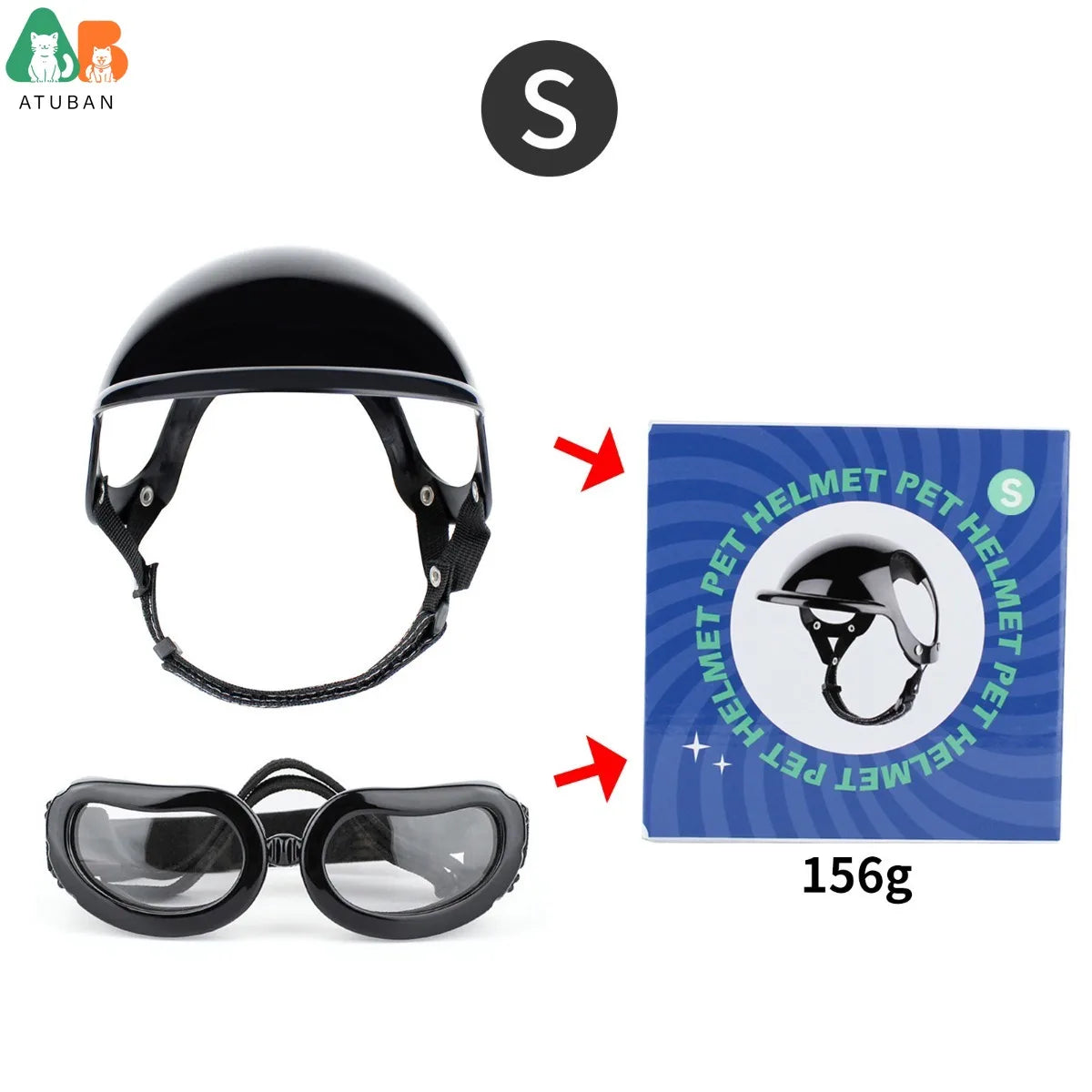 Dog Sunglasses Pet Helmet Set with Dog Goggles