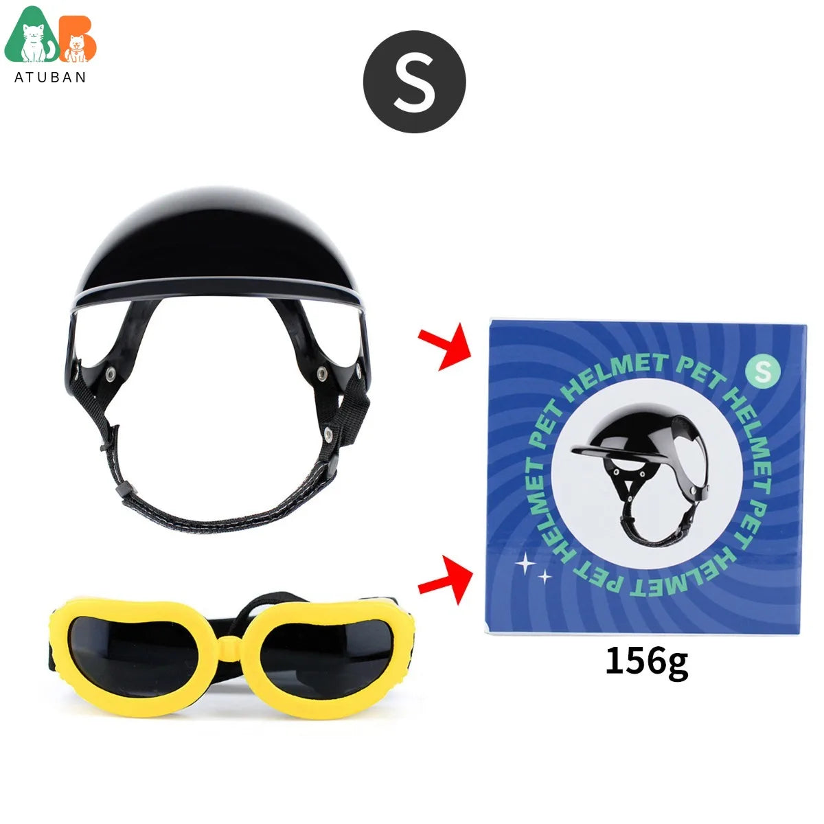 Dog Sunglasses Pet Helmet Set with Dog Goggles