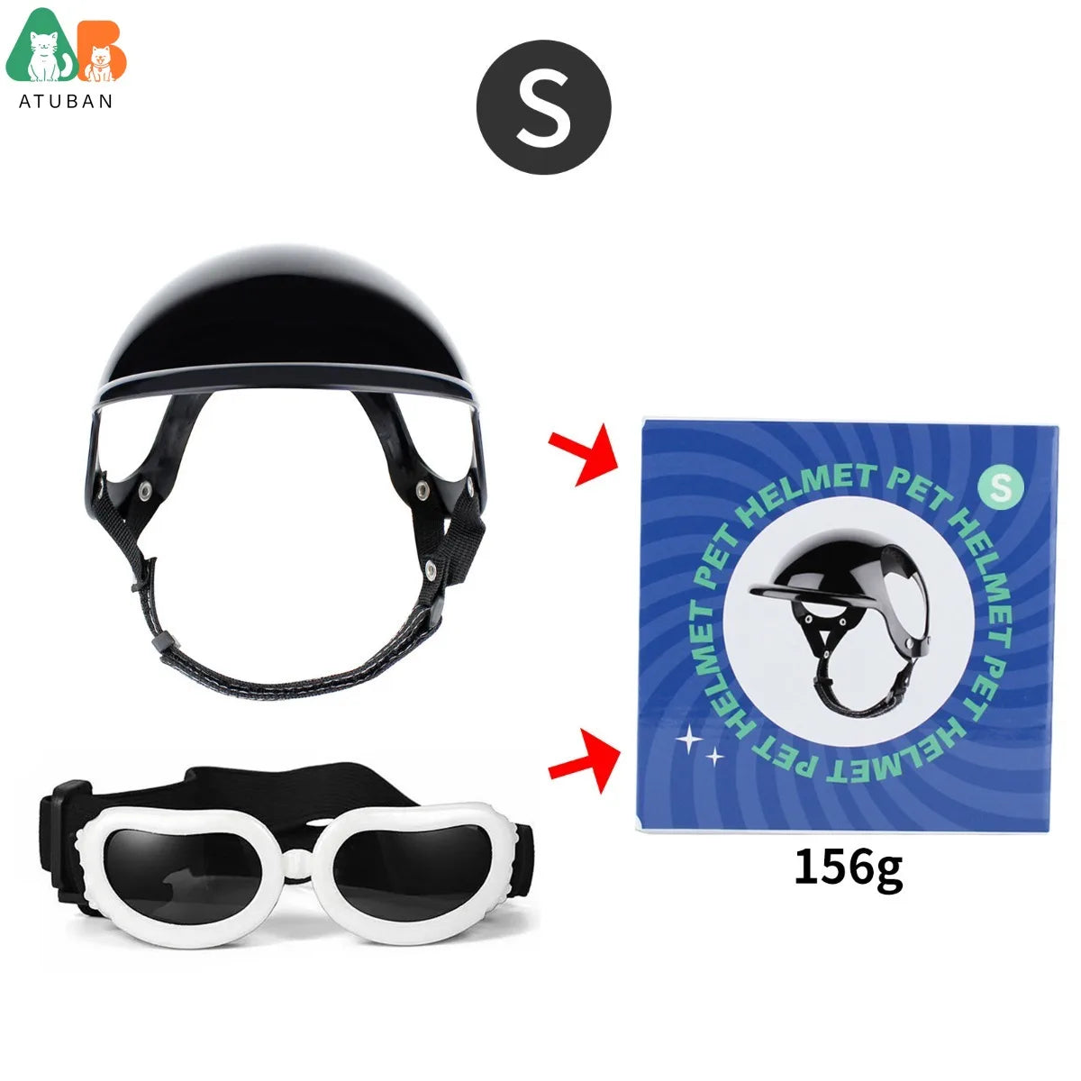 Dog Sunglasses Pet Helmet Set with Dog Goggles