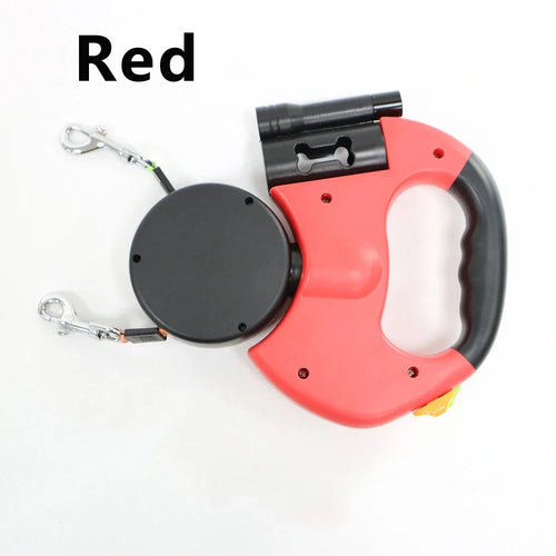 Auto Retractable Double-Ended Dog Leash 3m with LED Flashlight Waste Bag Box Roulette 360 Degree Dual Traction Rope Pet Supplies