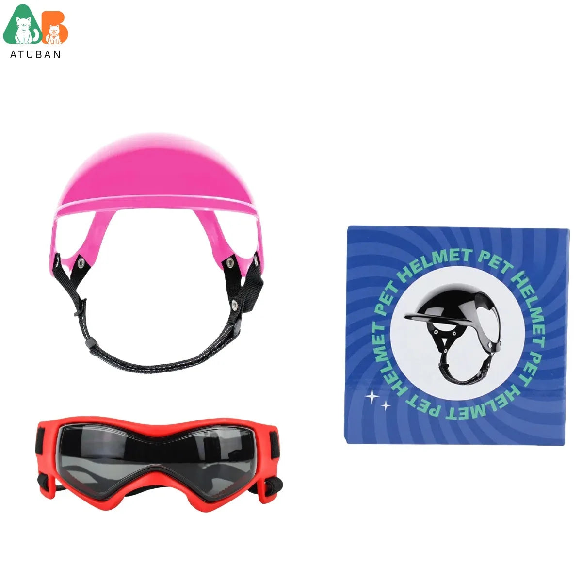 Dog Sunglasses Pet Helmet Set with Dog Goggles