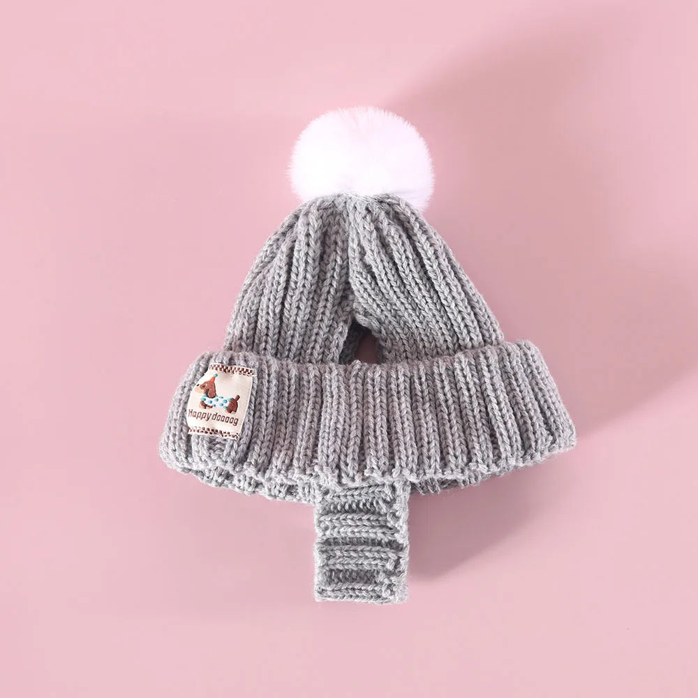 Winter Pet Dog Knitted Hat with Ear Holes