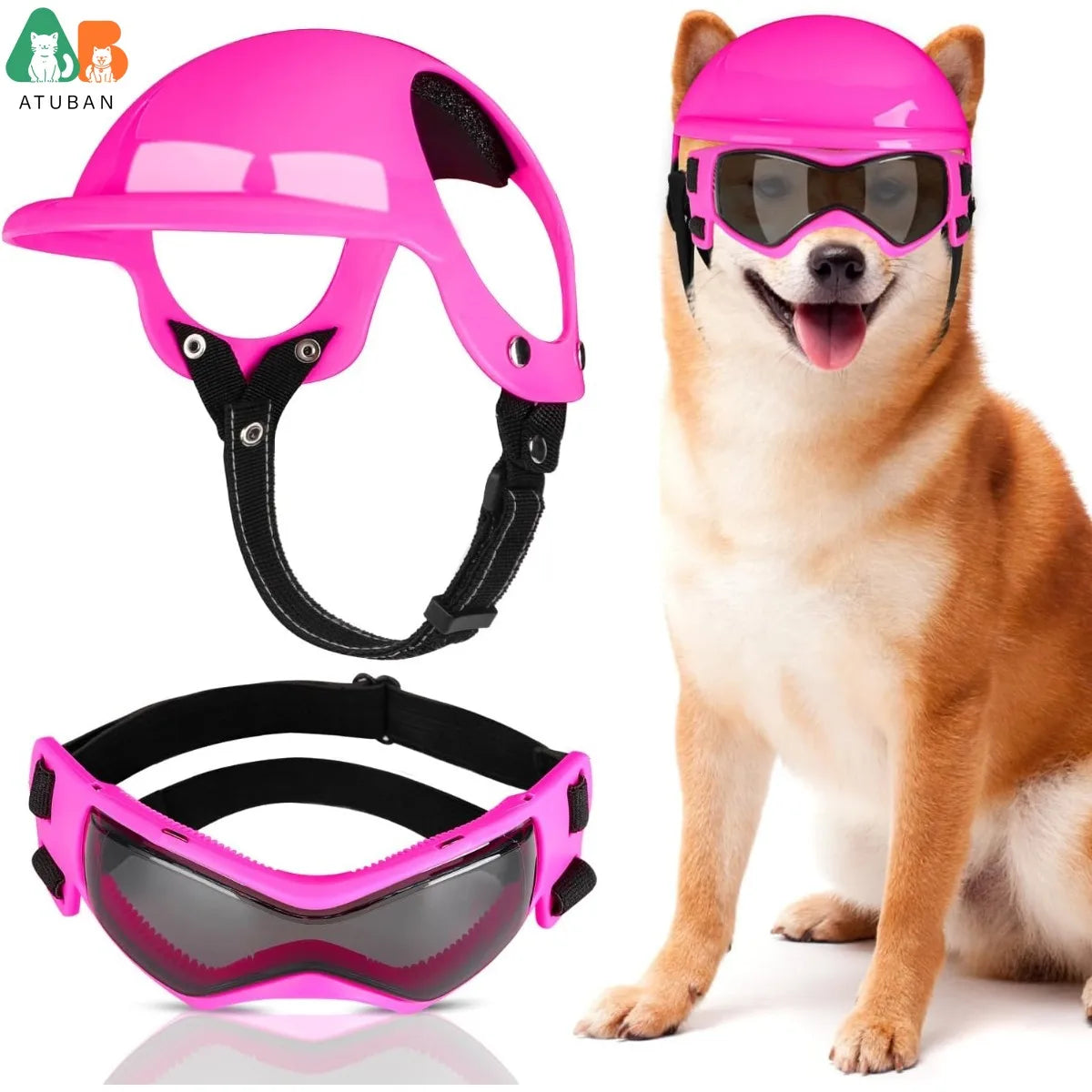 Dog Sunglasses Pet Helmet Set with Dog Goggles