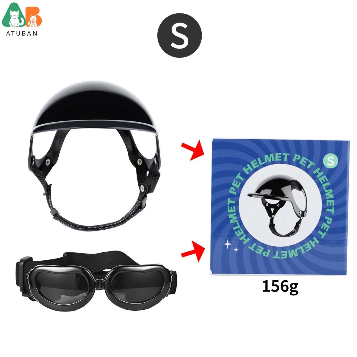 Dog Sunglasses Pet Helmet Set with Dog Goggles