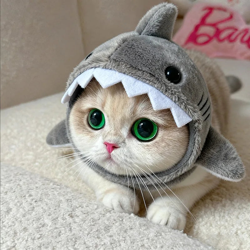 Dog Costume Hat Cute Shark Headgear Soft Warm Pet Hat