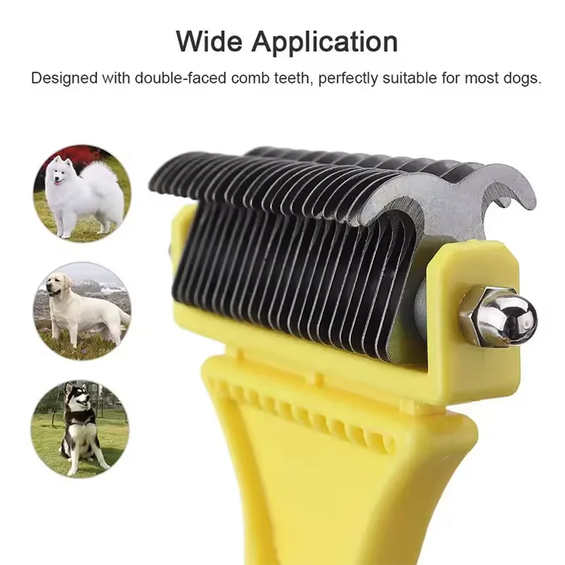 Pet Comb and Grooming Brush Two-Side Hair Brush Undercoat Rake Comb for Dogs