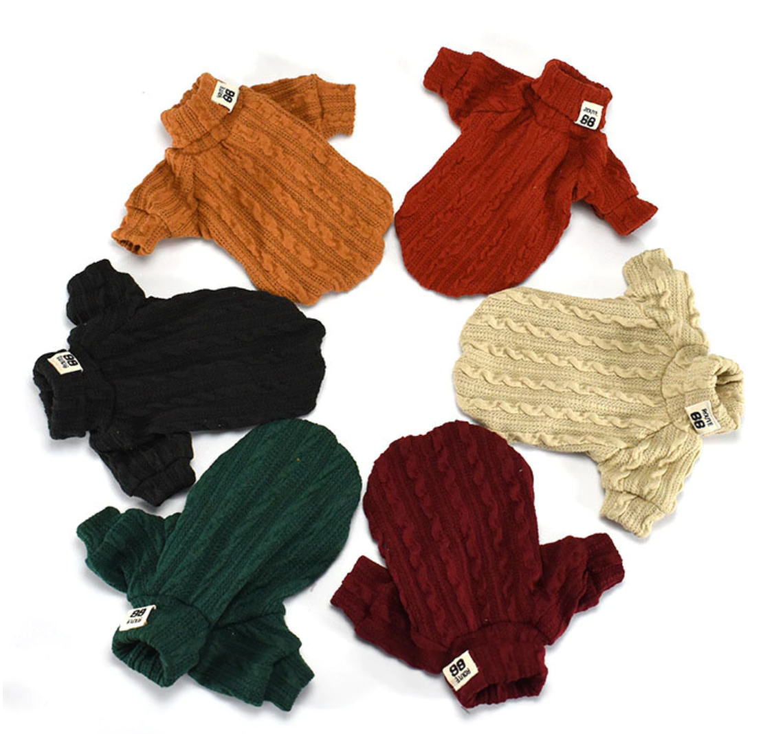 Winter Warm Knitted Turtleneck Sweater for Small Dogs