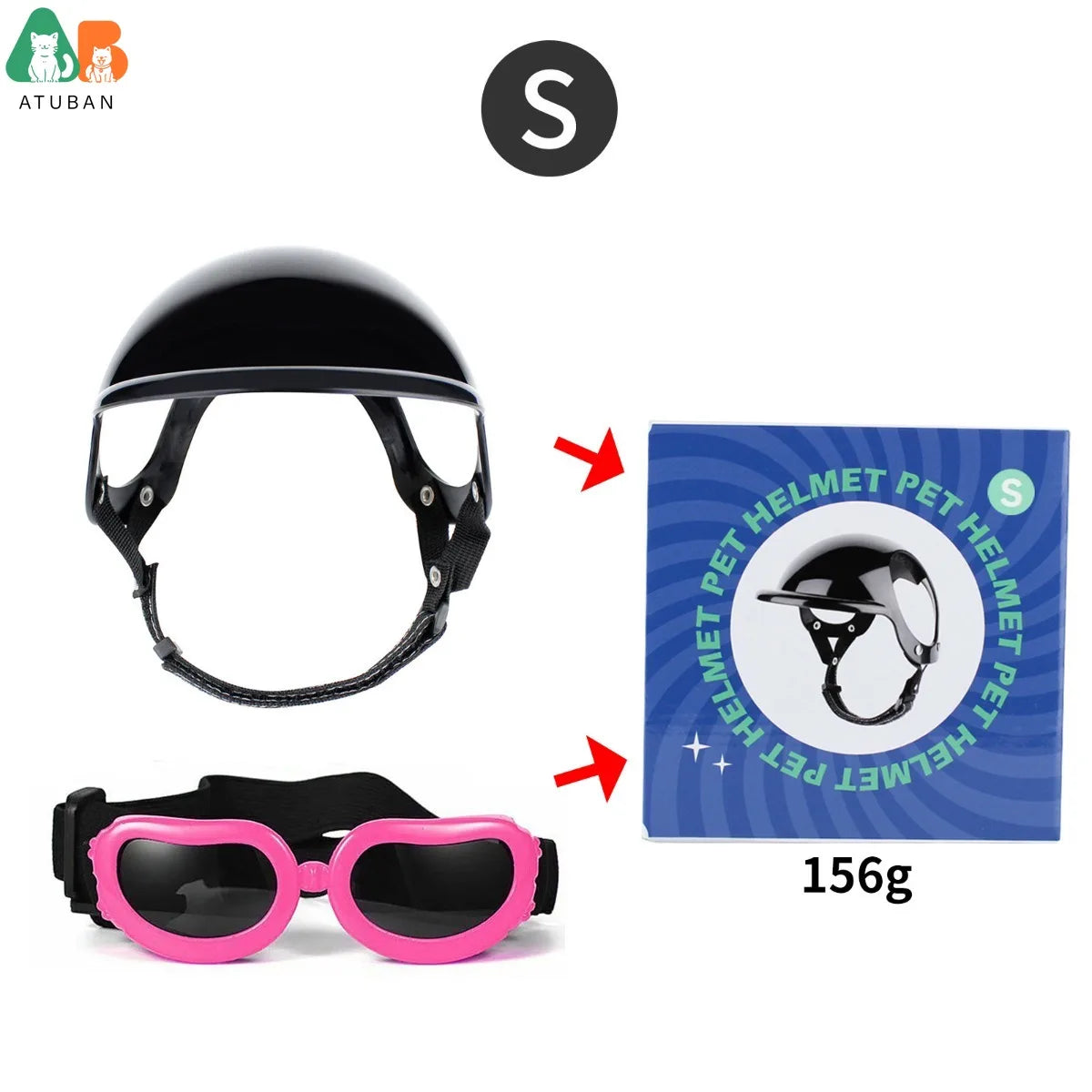 Dog Sunglasses Pet Helmet Set with Dog Goggles