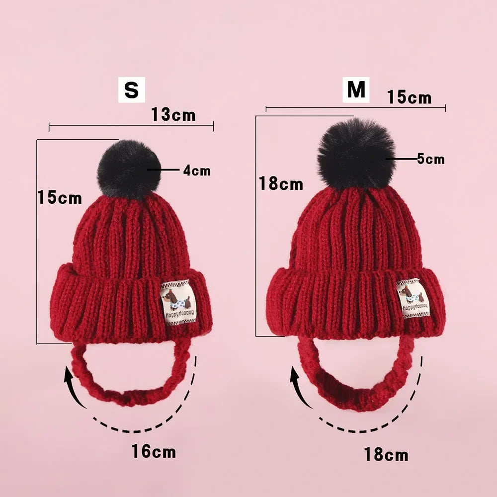 Winter Pet Dog Knitted Hat with Ear Holes