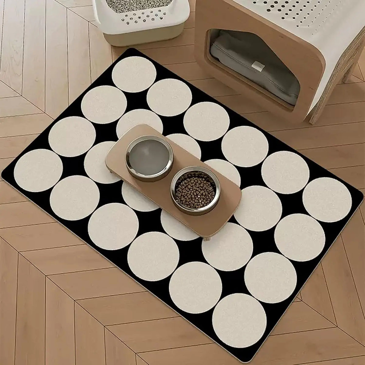 VIKAMA Black And White Simple Pet Mat