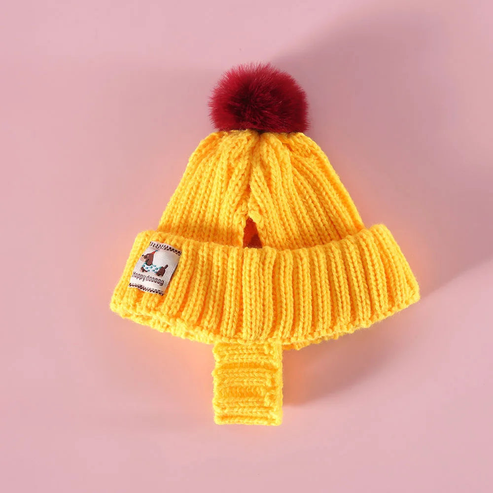 Winter Pet Dog Knitted Hat with Ear Holes