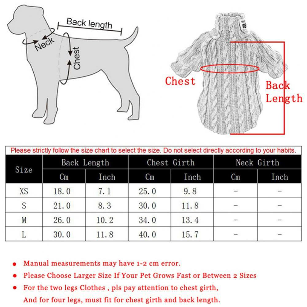 Winter Warm Knitted Turtleneck Sweater for Small Dogs