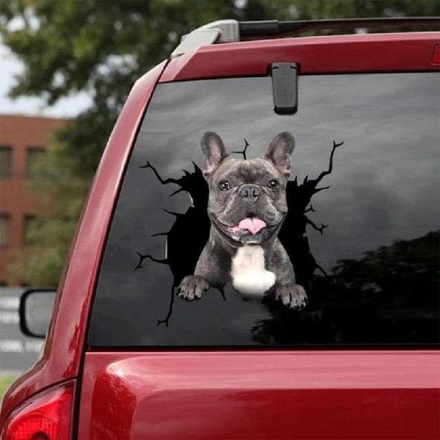 Funny Dog Head In The Crack Vinyl Car Stickers Decal For Car Window