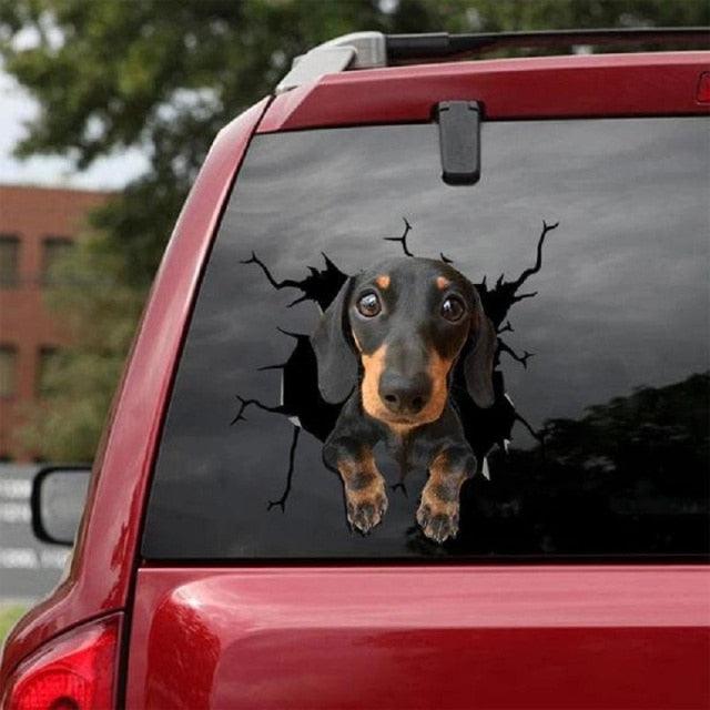 Funny Dog Head In The Crack Vinyl Car Stickers Decal For Car Window