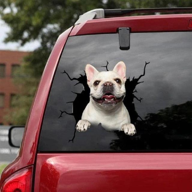 Funny Dog Head In The Crack Vinyl Car Stickers Decal For Car Window