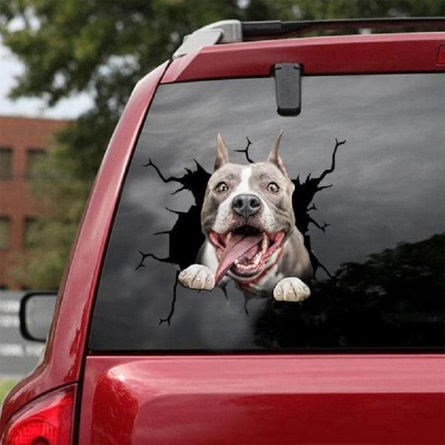 Funny Dog Head In The Crack Vinyl Car Stickers Decal For Car Window