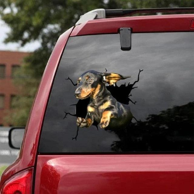 Funny Dog Head In The Crack Vinyl Car Stickers Decal For Car Window