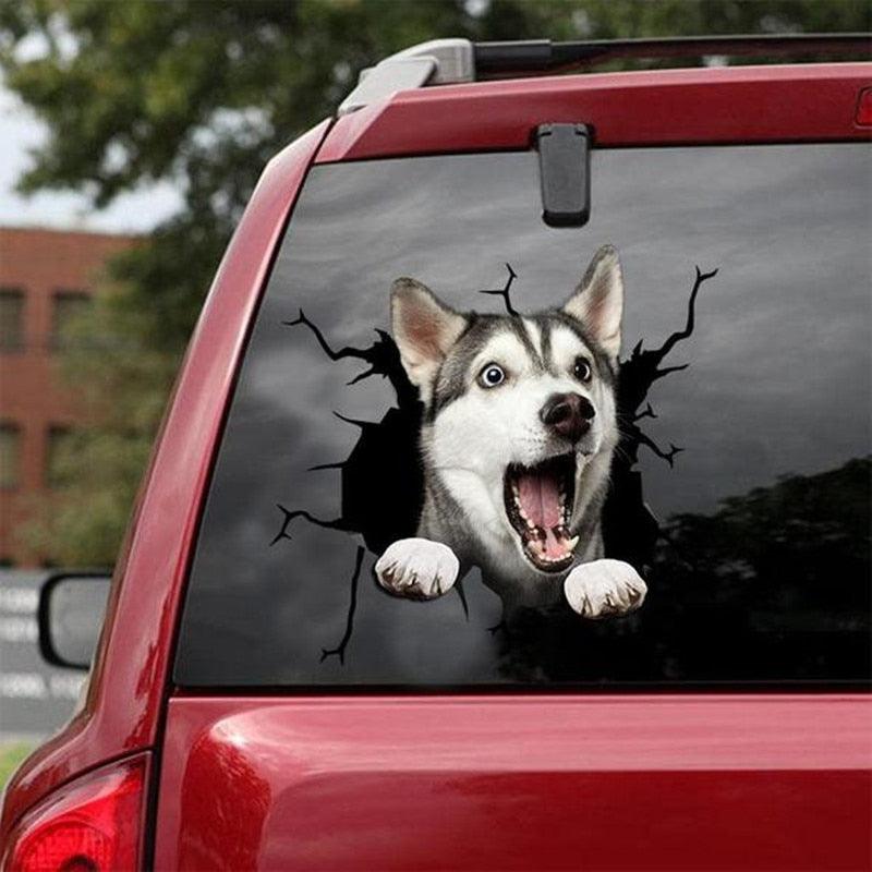 Funny Dog Head In The Crack Vinyl Car Stickers Decal For Car Window
