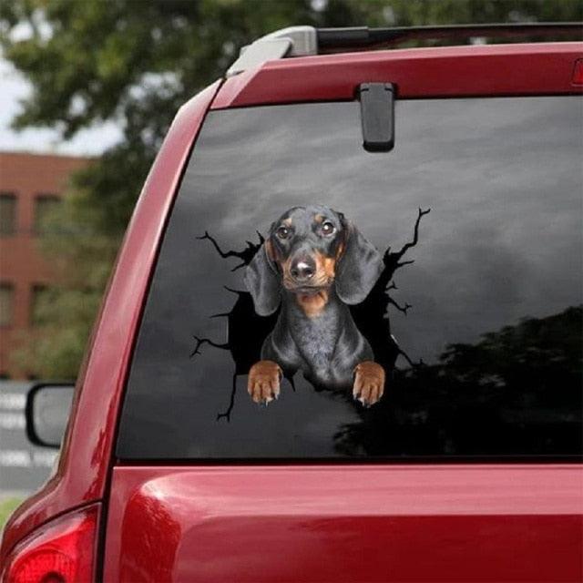 Funny Dog Head In The Crack Vinyl Car Stickers Decal For Car Window