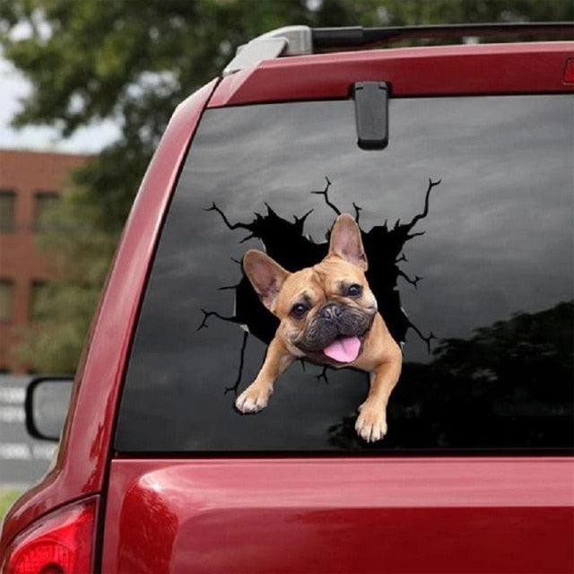 Funny Dog Head In The Crack Vinyl Car Stickers Decal For Car Window