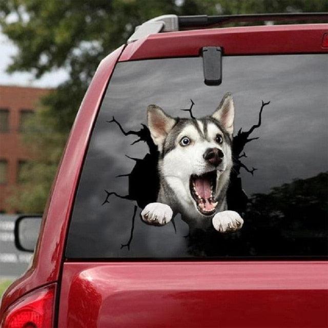 Funny Dog Head In The Crack Vinyl Car Stickers Decal For Car Window