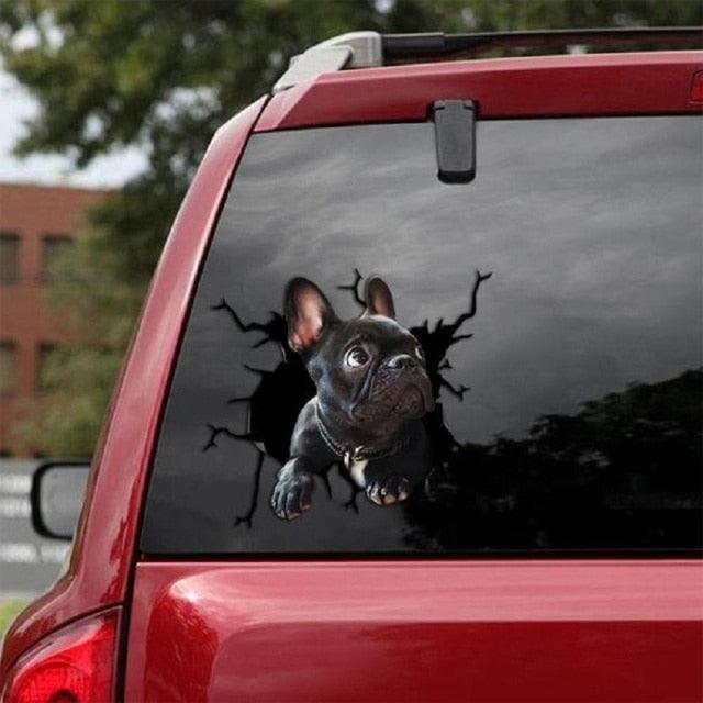 Funny Dog Head In The Crack Vinyl Car Stickers Decal For Car Window
