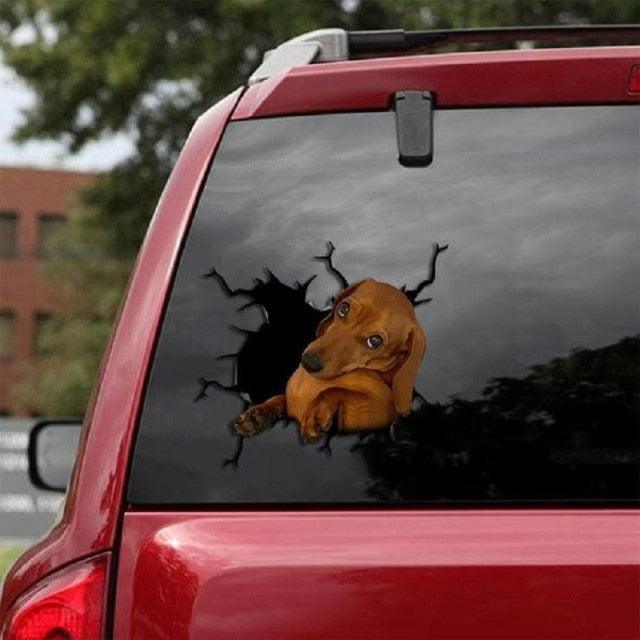 Funny Dog Head In The Crack Vinyl Car Stickers Decal For Car Window
