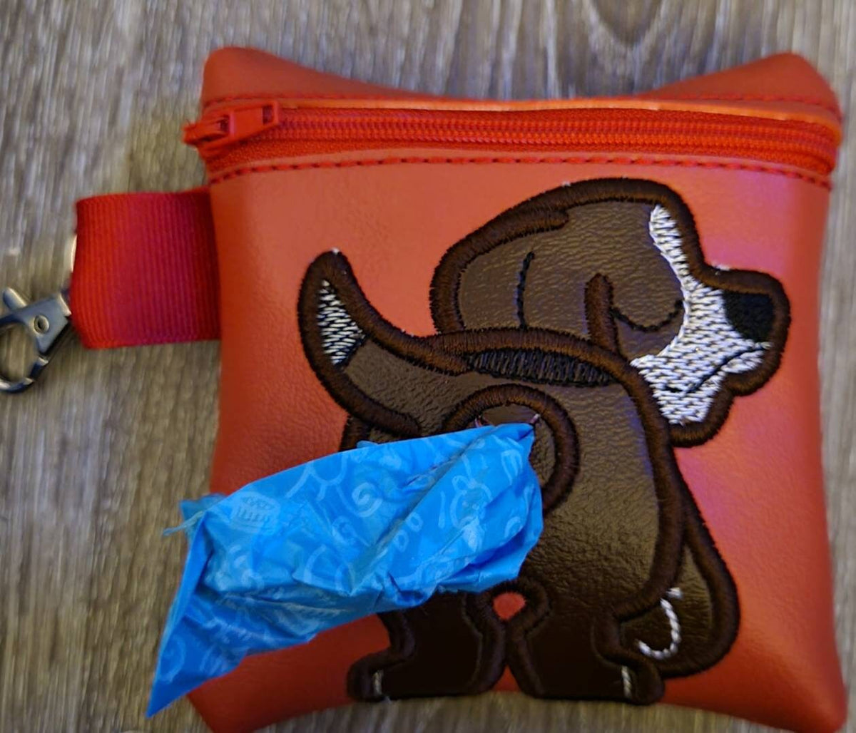 Dog Waste Bag Holder,  Zipper Pouch, Embroidered Bassett Hound