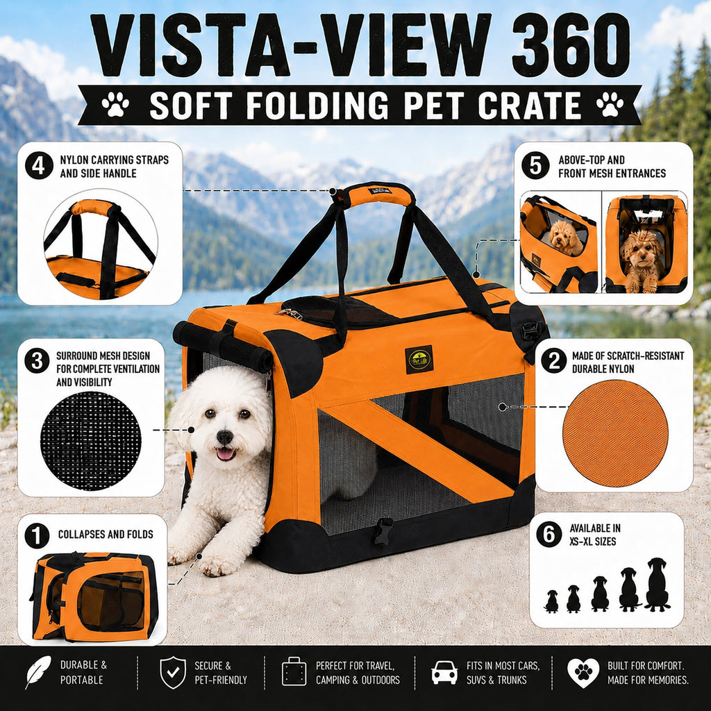 Pet Life ® '360° Vista View' Zippered Soft Folding Collapsible Durable Metal Frame Dog Carrier