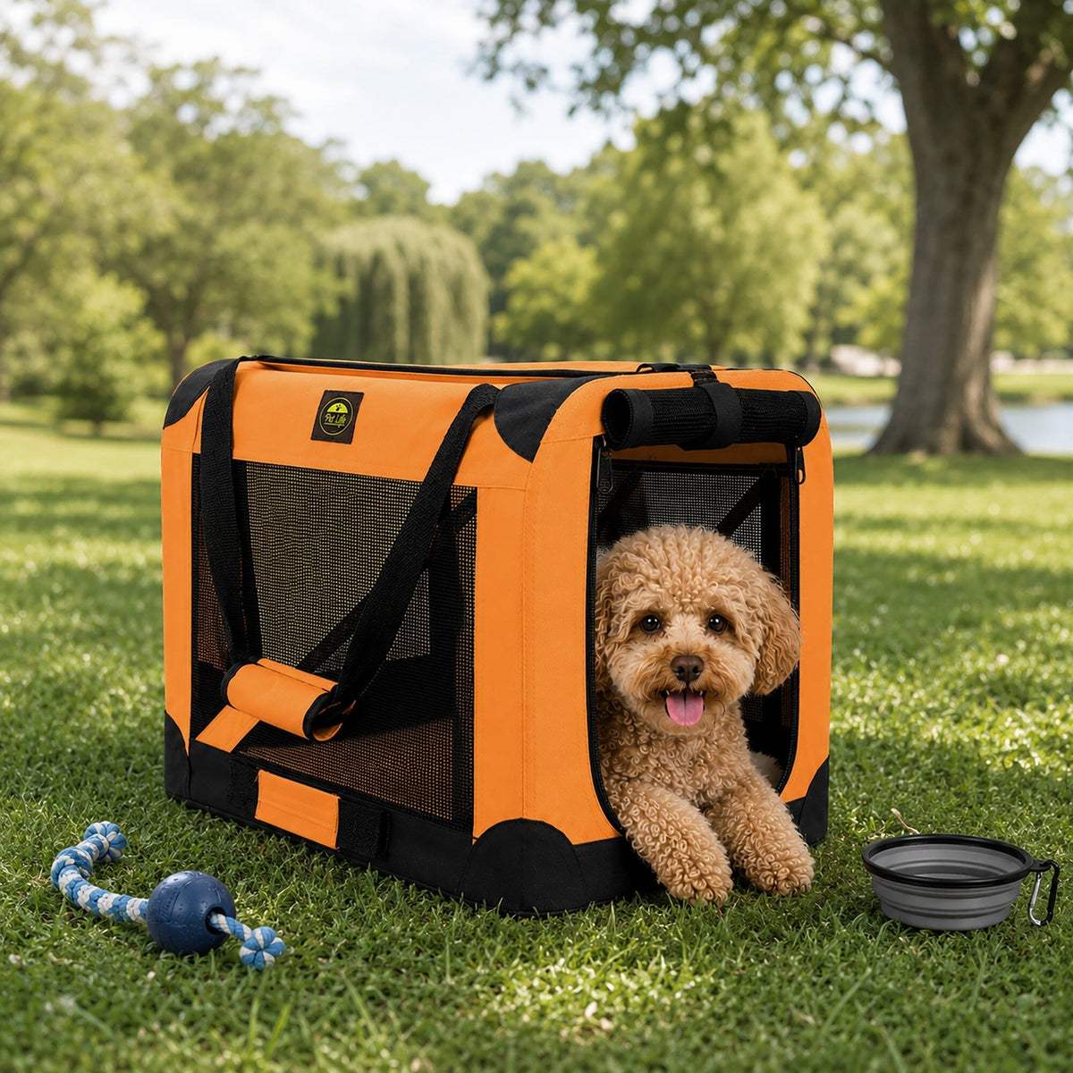 Pet Life ® '360° Vista View' Zippered Soft Folding Collapsible Durable Metal Frame Dog Carrier