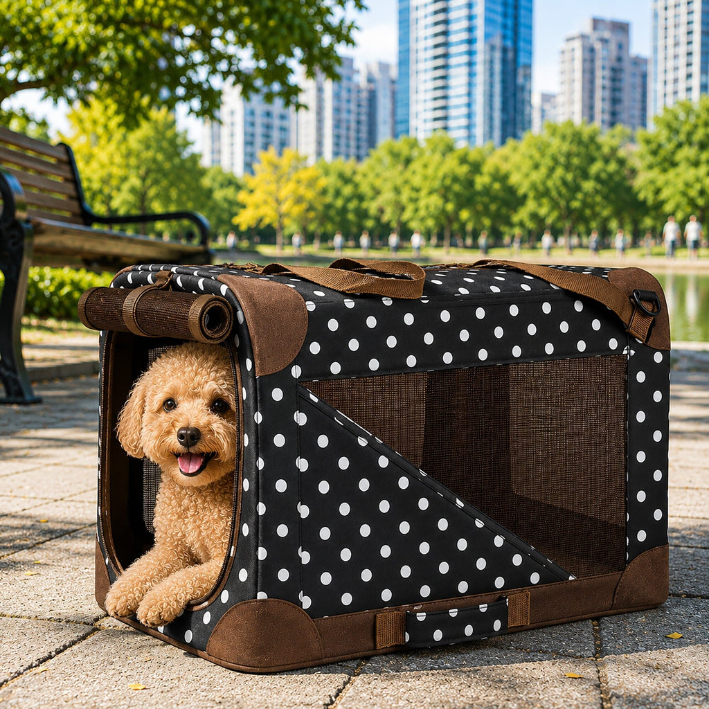 Pet Life ® '360° Vista View' Zippered Soft Folding Collapsible Durable Metal Frame Dog Carrier