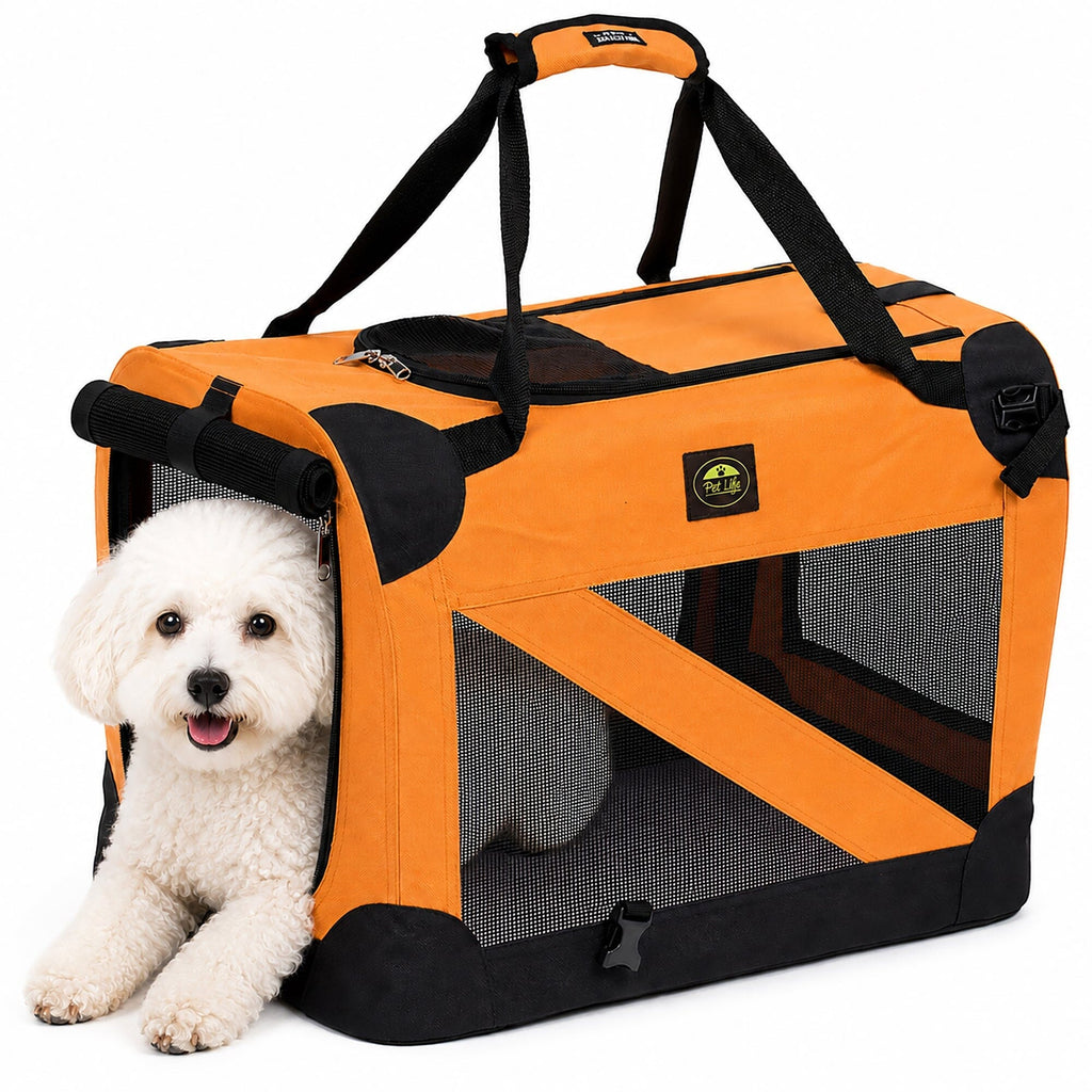 Pet Life ® '360° Vista View' Zippered Soft Folding Collapsible Durable Metal Frame Dog Carrier