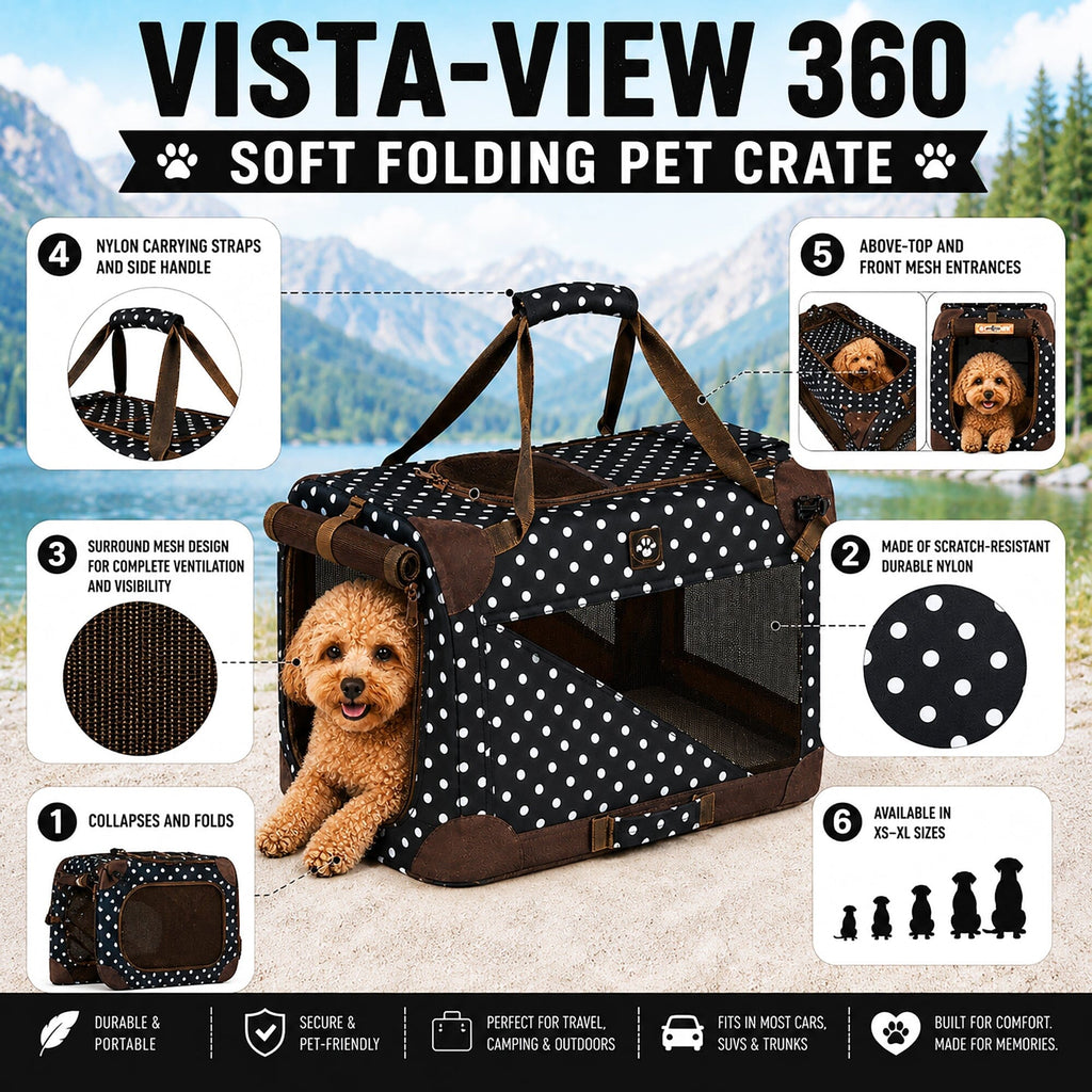 Pet Life ® '360° Vista View' Zippered Soft Folding Collapsible Durable Metal Frame Dog Carrier