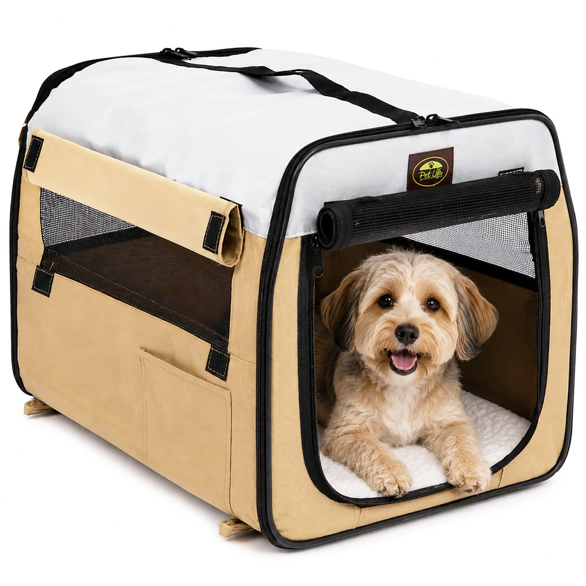Pet Life ® 'Easy Folding' Zippered Folding Collapsible Wire Framed Lightweight Pet Dog Carrier